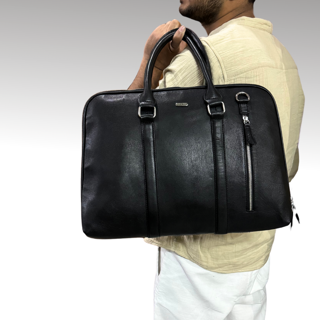 black office laptop bag messenger bag shoulder bag for men work bag leather executive bag