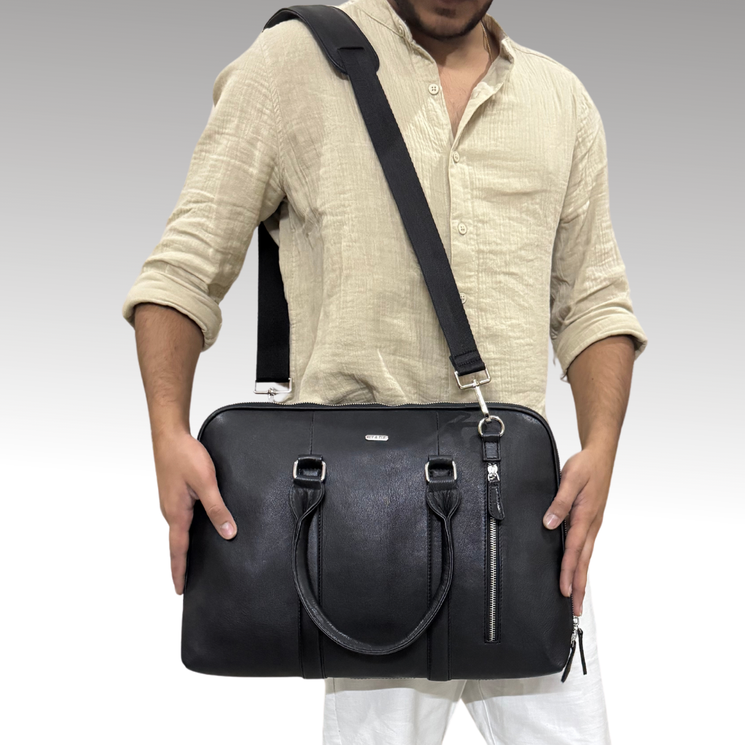 black office laptop bag messenger bag shoulder bag for men work bag leather executive bag