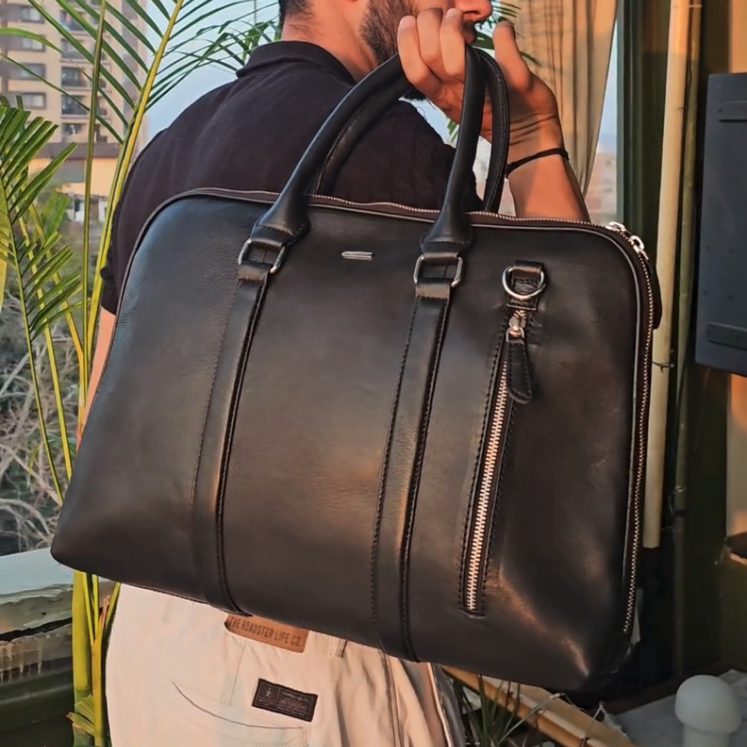 black office laptop bag messenger bag shoulder bag for men work bag leather executive bag