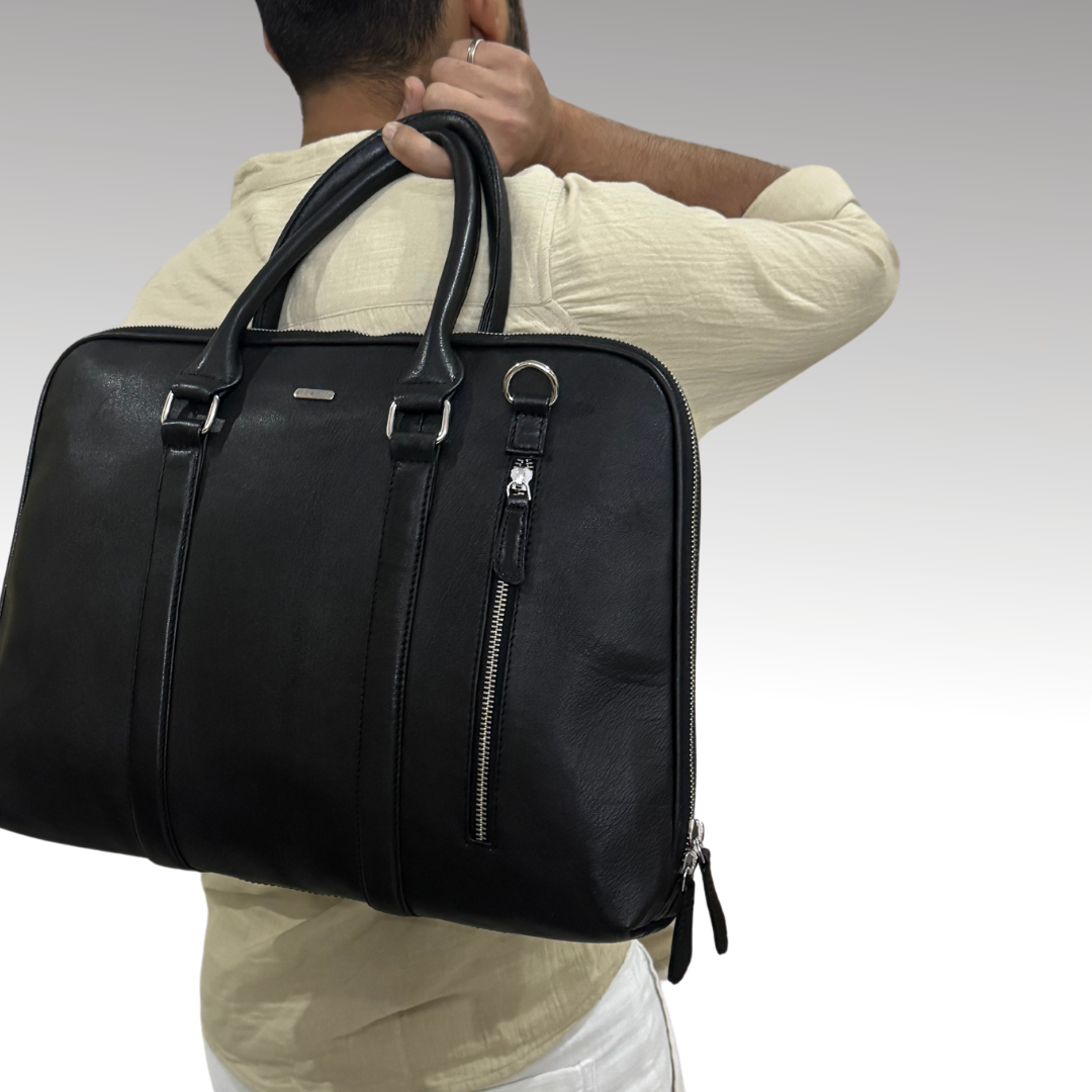 black office laptop bag messenger bag shoulder bag for men work bag leather executive bag
